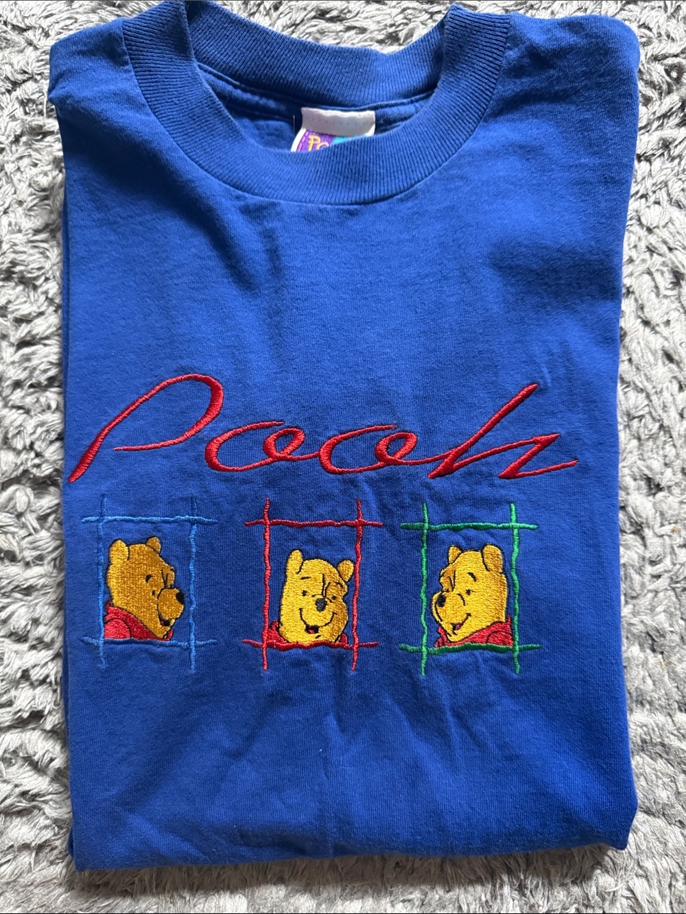 Vintage Winnie The Pooh T-Shirt 90s Disney Woman's Medium Blue (Like New) - Picture 2 of 3